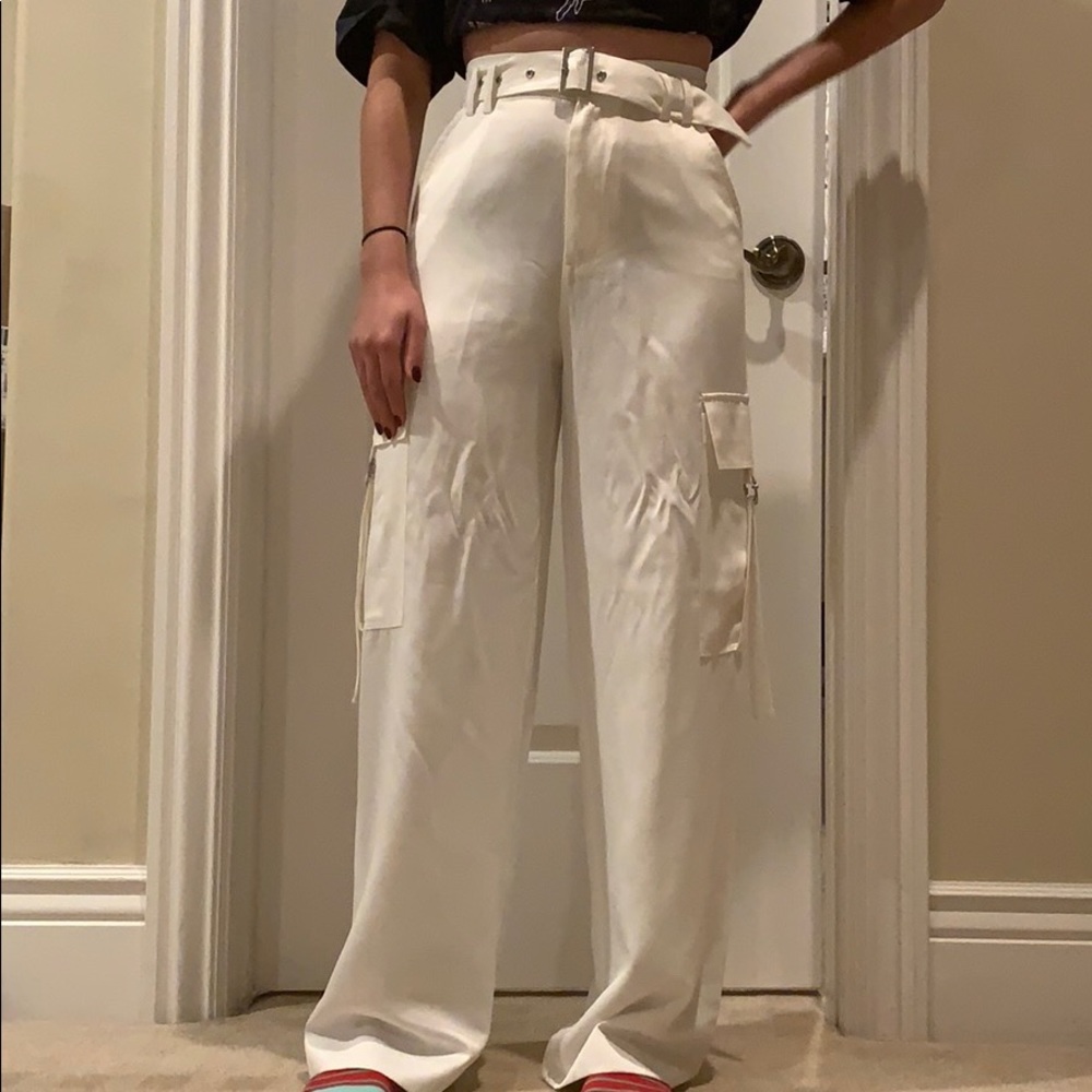Zara White Silk Trousers